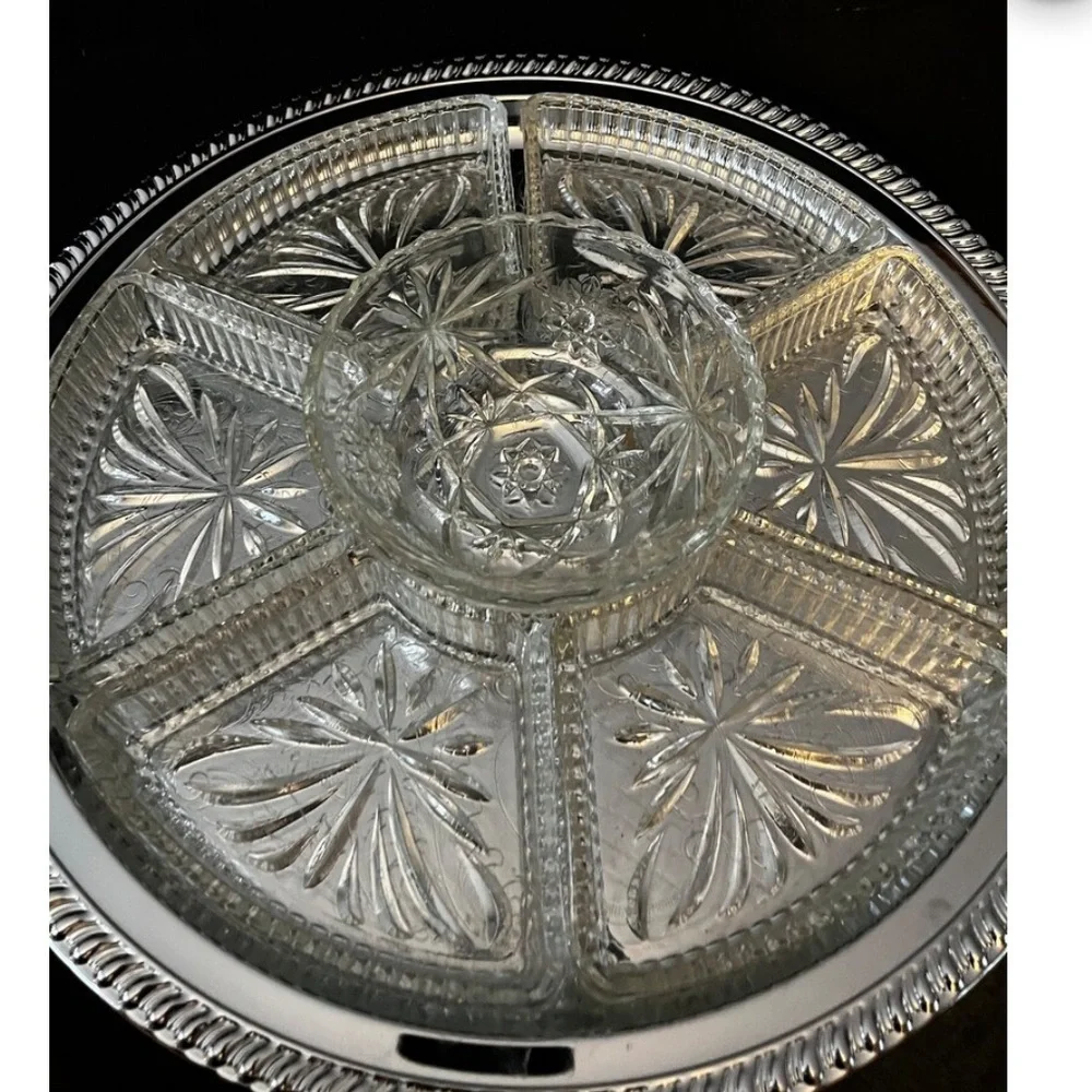 Irvinware chromeware Revolving Lazy Susan serving tray